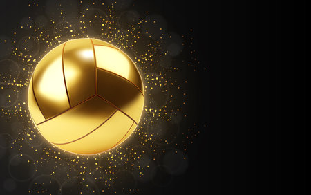 Gold volleyball ball on glowing backgroundのイラスト素材