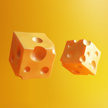 Cubes of cheese on orange backgroundのイラスト素材