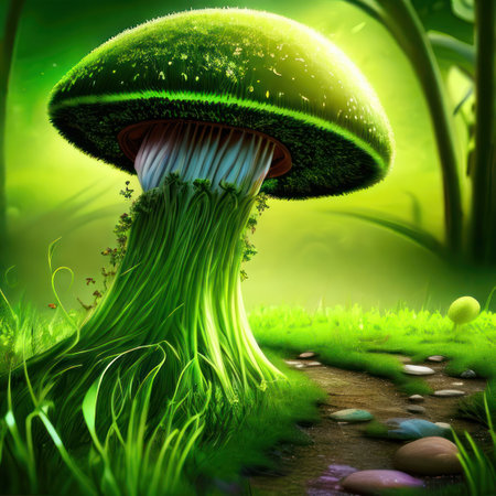 Magic mushroom in the fantasy forest. Generative AIの素材