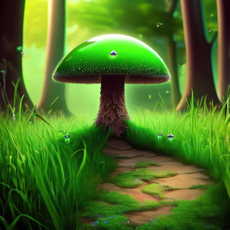 Magic mushroom in the fantasy forest. Generative AIの素材