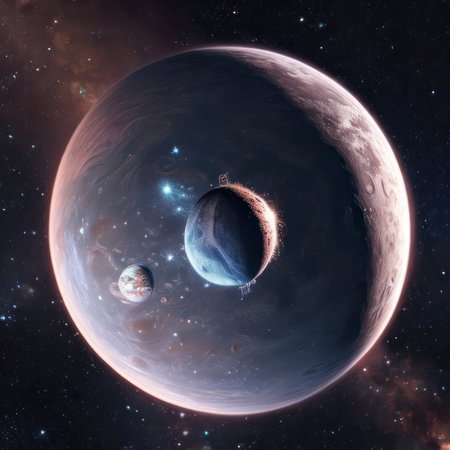 Deep space planets. Cosmic landscape. Generative AIの素材
