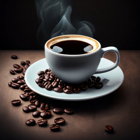 Coffee cup and coffee beans. Generative AIの素材
