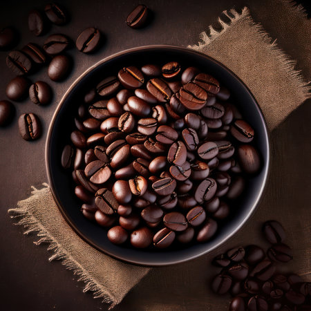Roasted coffee beans background. Generative AIの素材