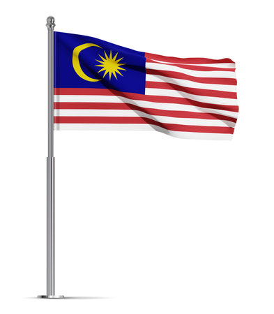 Flag of Malaysia isolated on white backgroundのイラスト素材