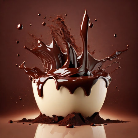 Splash of chocolate. Generative AIの素材