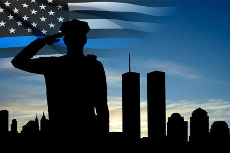 Never Forget September 11, 2001. Patriot Day USA poster. vector