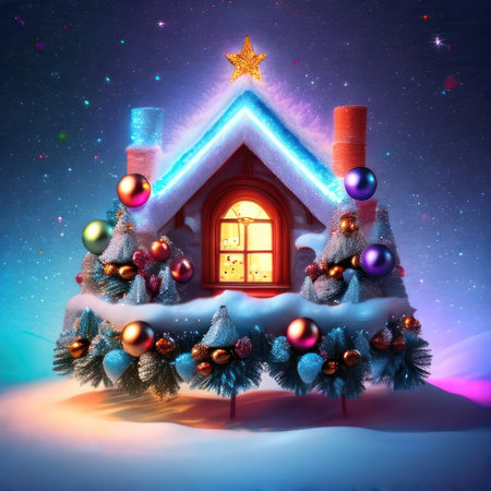 Christmas Tree with Decorations. Xmas background. Generative AIの素材