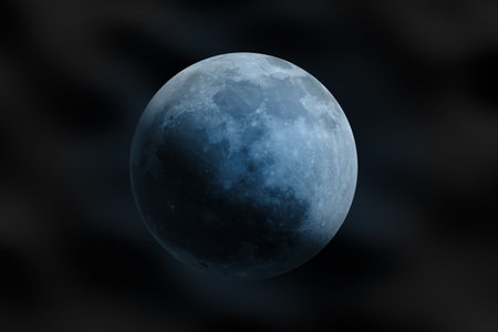 Blue moon on black background. 3d-rendering