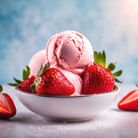 Strawberry ice cream. Generative AIの素材