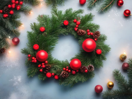Decorative christmas wreath. Xmas celebrationの素材