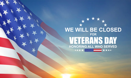 Veterans Day Background Design. We will be Closed for Veterans Day. EPS10 vectorのイラスト素材