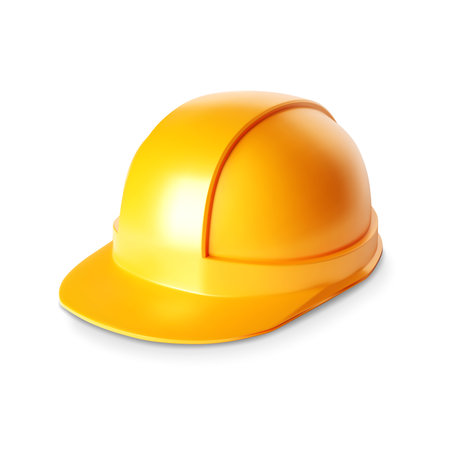 Yellow construction helmet isolated on white background. EPS10 vectorのイラスト素材