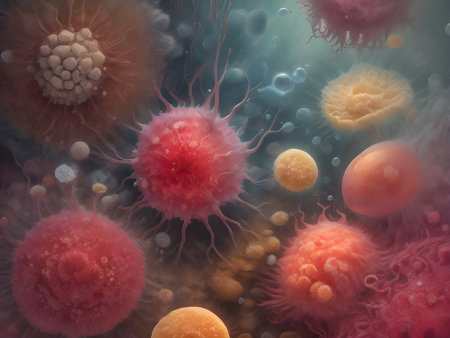 Microscopic cells. Biology or science concept. Generative AIの素材