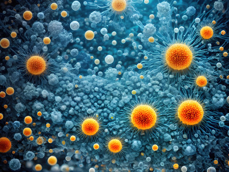 Microscopic cells. Biology or science concept. Generative AIの素材