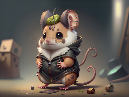 Cartoon cute mouse. Generative AIの素材