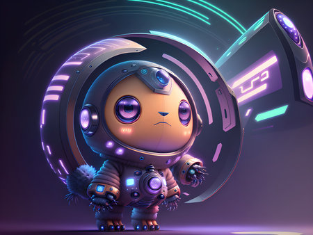 Cute cartoon robot. Generative AIの素材