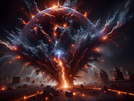 High-energy magic explosion. Generative AIの素材