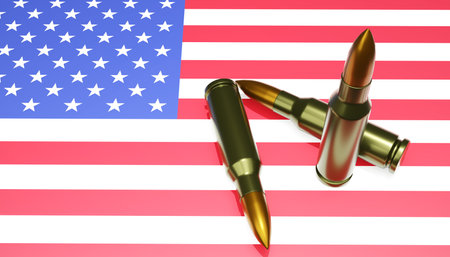 Bullet on the USA flagの写真素材