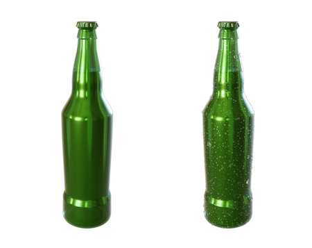 Green beer bottles isolated on white background. 3d-renderingの写真素材