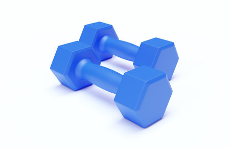 Two fitness dumbbells isolated on white background. Fitness concept. 3d-renderingの写真素材