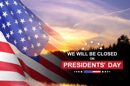 Presidents' Day Background Design. We will be Closed on Presidents' Dayの写真素材