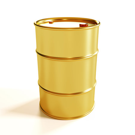 Gold oil barrel isolated on white background. 3d-renderingの写真素材