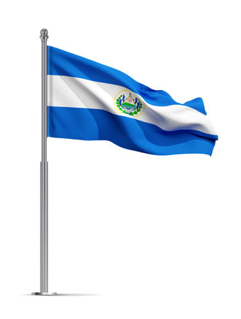 Flag of El Salvador isolated on white background. 3d-renderingの写真素材