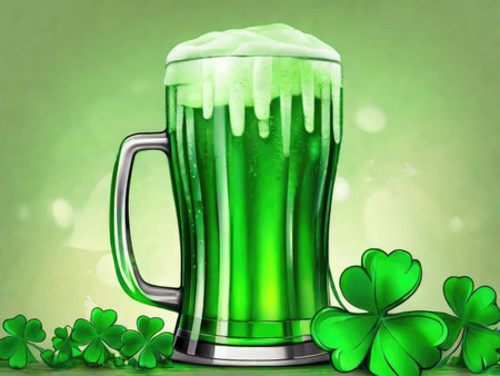 St. Patricks Day green glass of beer. Generative AIの素材