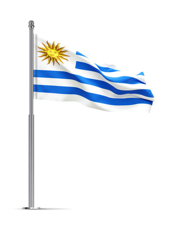 Flag of Uruguay isolated on white backgroundの写真素材