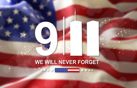 09.11.2001 American Patriot Day banner. 3d-rendering