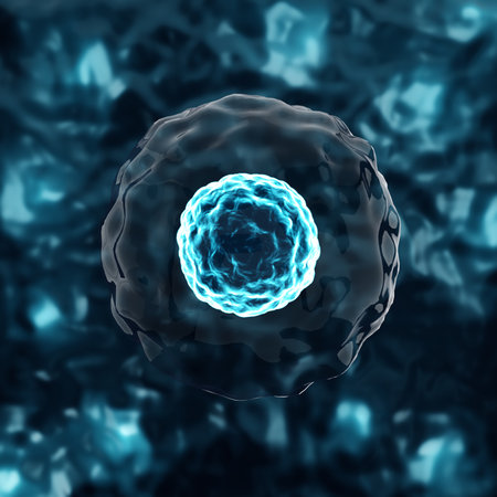 Research of stem cells. Stem cells under a microscope. Cellular Therapyの写真素材