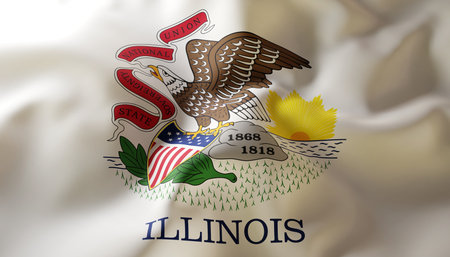 Flag of Illinois. Close-Up. U.S. state. 3d-renderingの写真素材