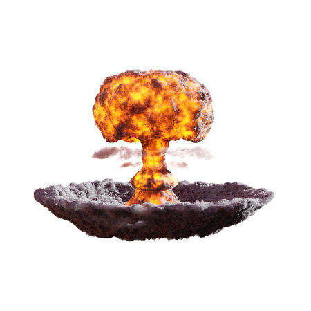 Atomic explosion isolated on white backgroundの写真素材