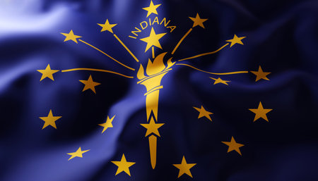 Flag of Indiana. U.S. state. Close-Up. 3d-renderingの写真素材