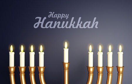 Jewish holiday Hanukkah background with menorah and burning candles. 3d-renderingの写真素材