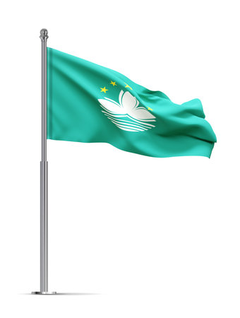 Flag of Macao isolated on white background. 3d-renderingの写真素材