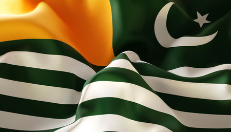 Flag of Azad Kashmir. Close-Up. Kashmir Solidarity Day concept. 3d-renderingの写真素材
