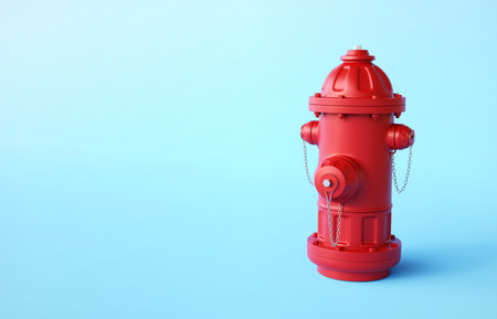Red fire hydrant on blue background. 3d-renderingの写真素材