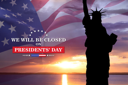 Presidents' Day Background. We will be Closed on Presidents' Dayの写真素材