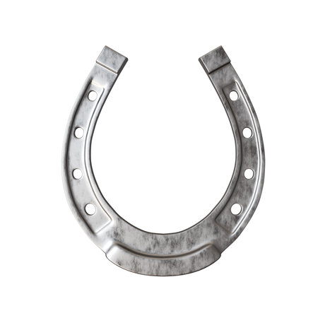 Metal horseshoe isolated on white backgroundの写真素材