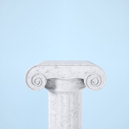 Antique pillar on blue background. 3d-renderingの写真素材