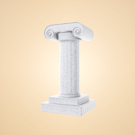 Antique pillar on beige background. 3d-renderingの写真素材