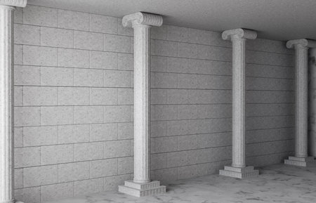 Stone wall with columns. Antique background. 3d-renderingの写真素材
