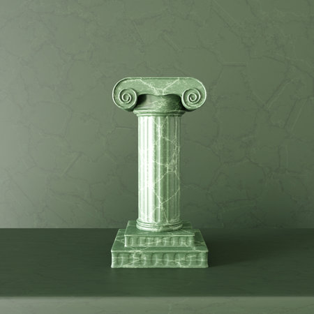 Antique green marble pillar on a stone. Antique background. 3d-renderingの写真素材