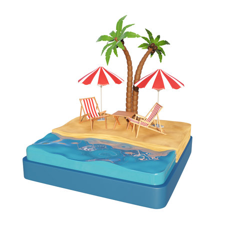 Summer Vacation icon. Summer accessories. 3d-renderingの写真素材
