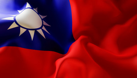 Flag of Taiwan. Close-Up. 3d-renderingの写真素材