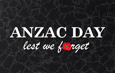 Anzac Day background. Lettering - Anzac Day, Lest We Forget. 3d-renderingの写真素材