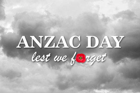 Anzac Day background. Lettering - Anzac Day, Lest We Forget. 3d-renderingの写真素材