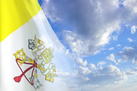 Flag of Vatican City against the skyの写真素材