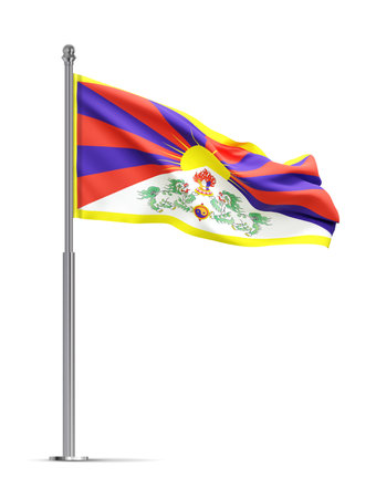Flag of Tibet isolated on white background. 3d-renderingの写真素材